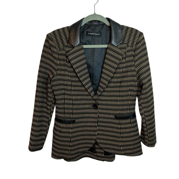 Nanette Lepore Two Tone Leather Trim Blazer - Picture 1 of 6